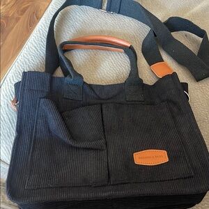 Black and Tan corduroy  tote Bag brand new